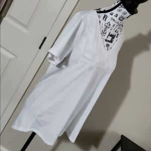 ❤LuLaRoe White Christy T Short Sleeve V-Neck Shirt Ribbed Trim HTF Unicorn NWT